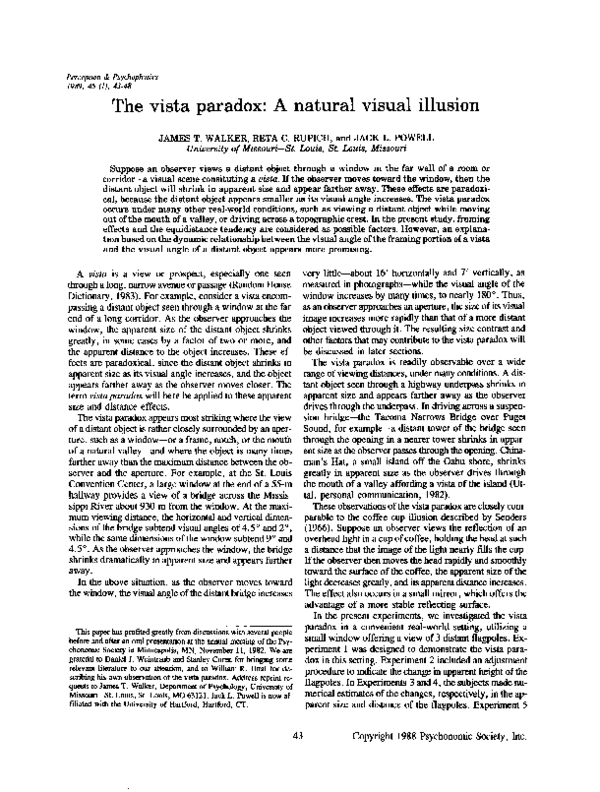 (PDF) The vista paradox: A natural visual illusion