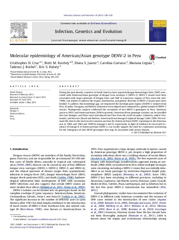(PDF) Molecular epidemiology of American/Asian genotype DENV-2 in Peru