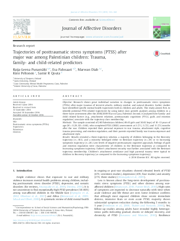 (PDF) Trajectories of posttraumatic stress symptoms (PTSS) after major ...