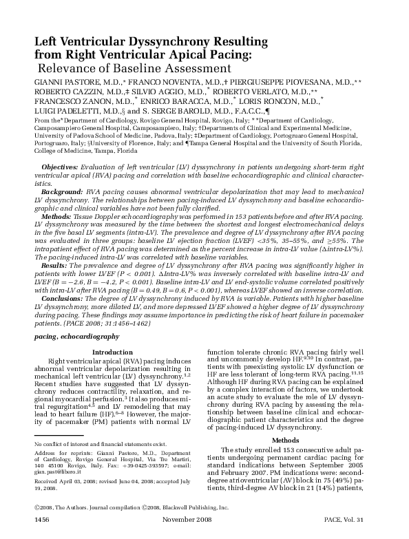 (PDF) Left Ventricular Dyssynchrony Resulting from Right Ventricular ...