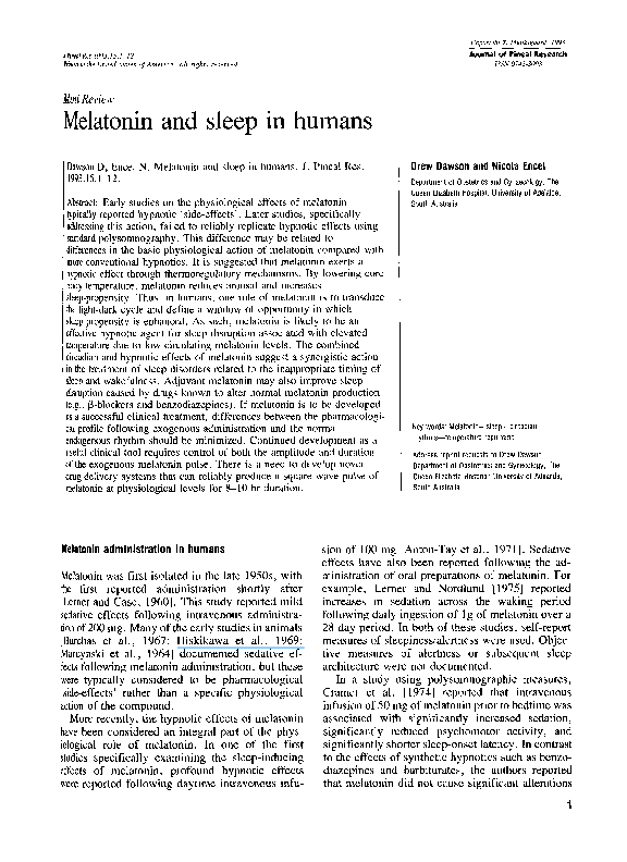 (PDF) Melatonin and sleep in humans