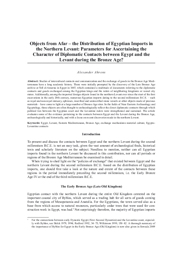 Objects from Afar The Distribution of Egyptian Imports in the