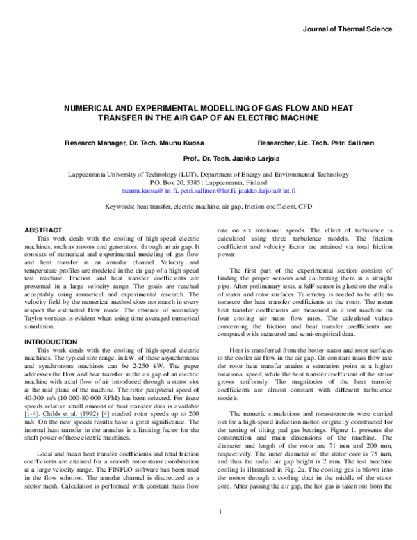 (PDF) Numerical and experimental modelling of gas flow and heat ...