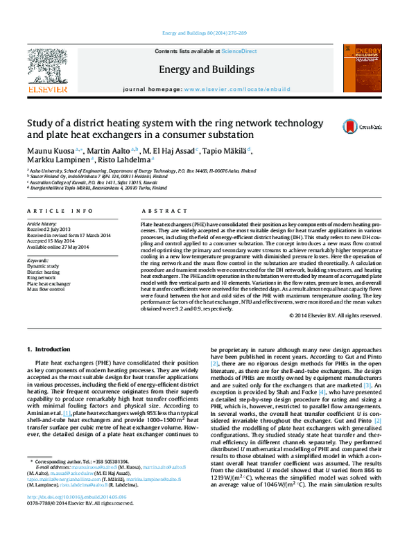 (PDF) Study of a district heating system with the ring network ...
