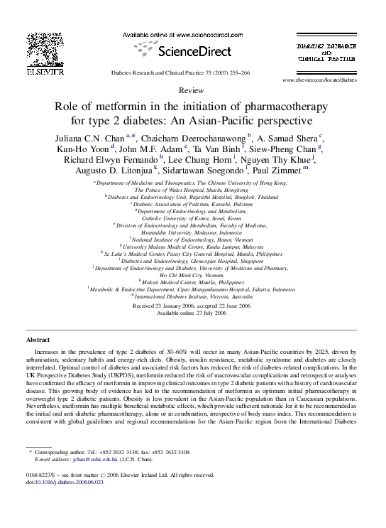 (PDF) Role of metformin in the initiation of pharmacotherapy for type 2 ...