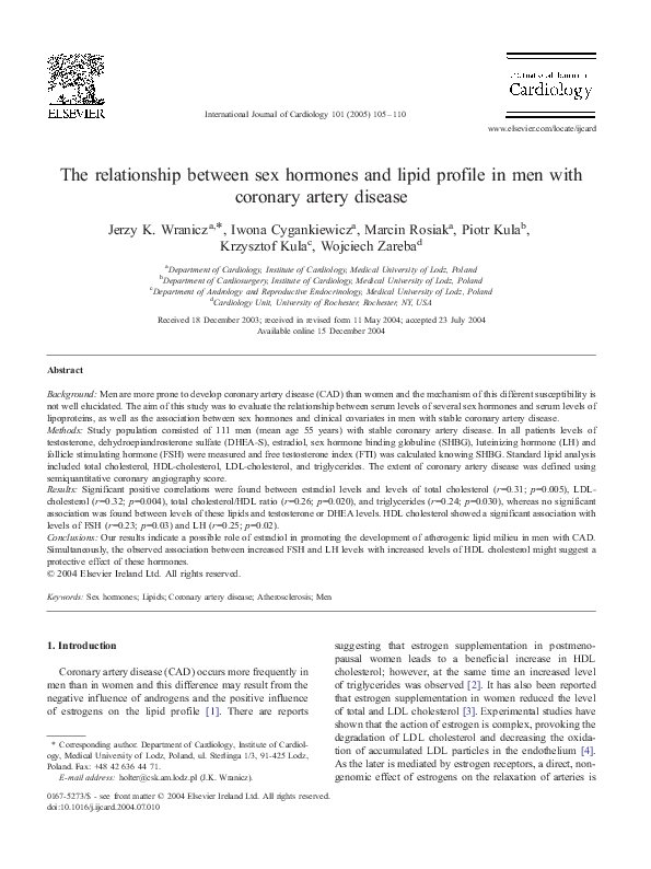 (PDF) The relationship between sex hormones and lipid profile in men ...
