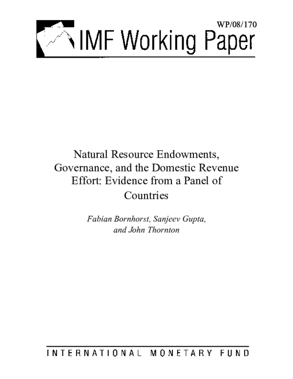 (PDF) Natural Resource Endowments, Governance, and the Domestic