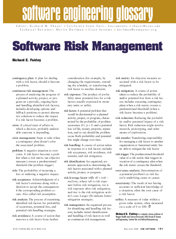 (PDF) Software Risk Management