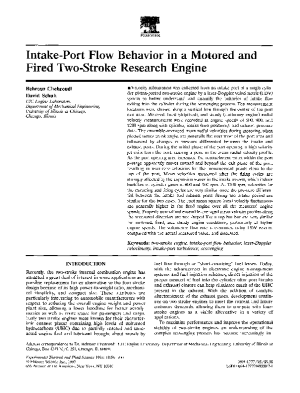 (PDF) Intake-port flow behavior in a motored and fired two-stroke ...