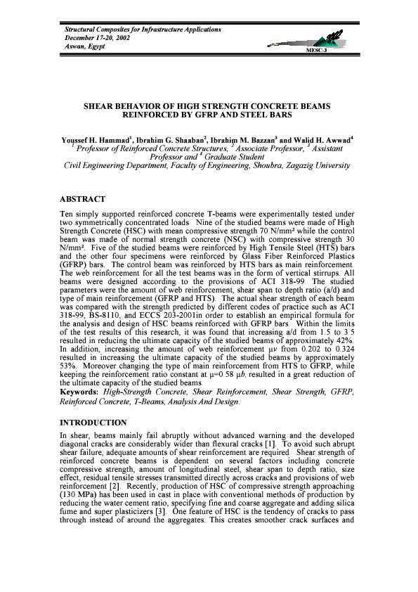 (PDF) Shear Behaviour of High Strength Concrete Beams Reinforced by ...