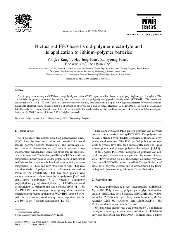 (PDF) Photocured PEO-based solid polymer electrolyte and its ...