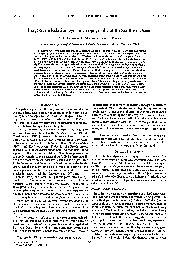 (PDF) Large-scale relative dynamic topography of the Southern Ocean