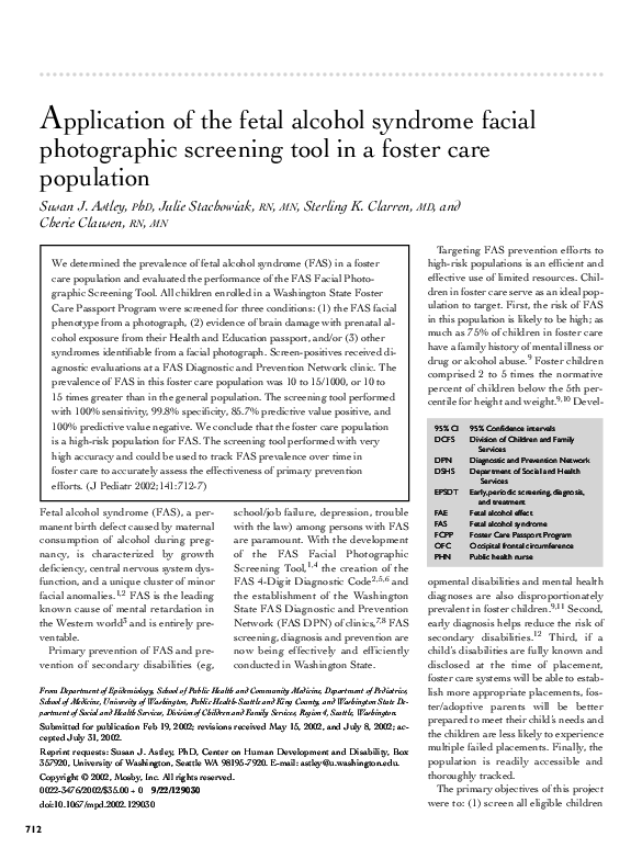 (PDF) Application of the fetal alcohol syndrome facial photographic ...