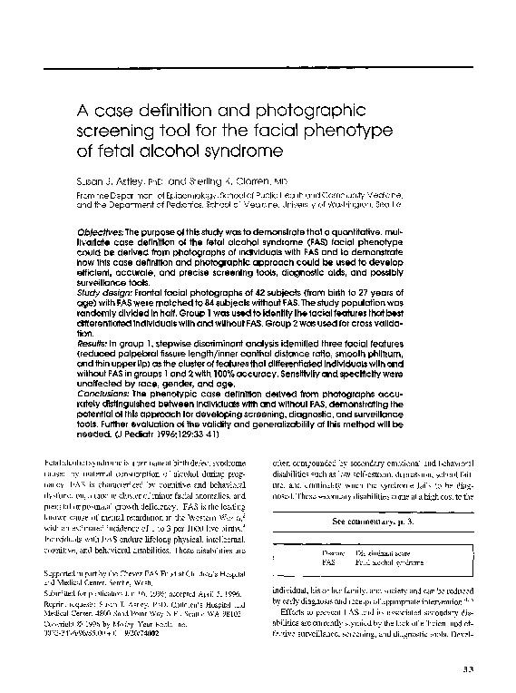 (PDF) A case definition and photographic screening tool for the facial ...
