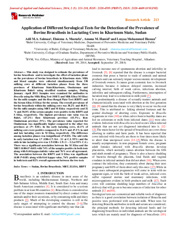 (PDF) Application of Different Serological Tests for the Detection of ...