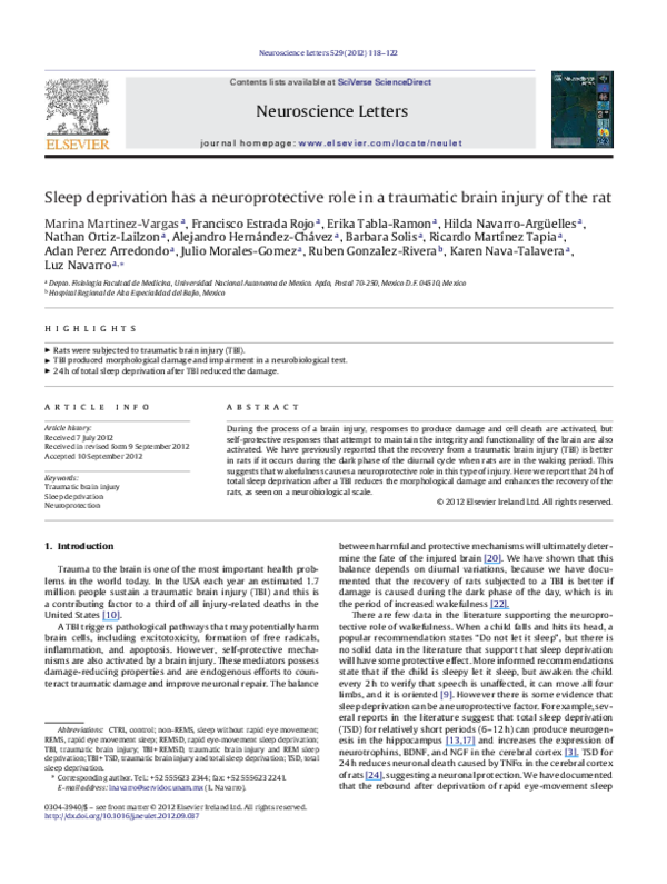 (PDF) Sleep deprivation has a neuroprotective role in a traumatic brain ...