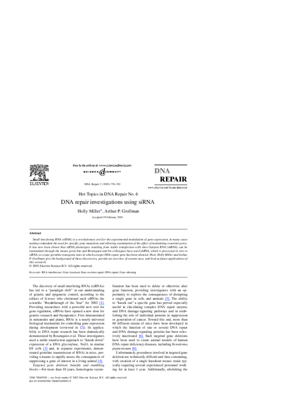 (PDF) DNA repair investigations using siRNA
