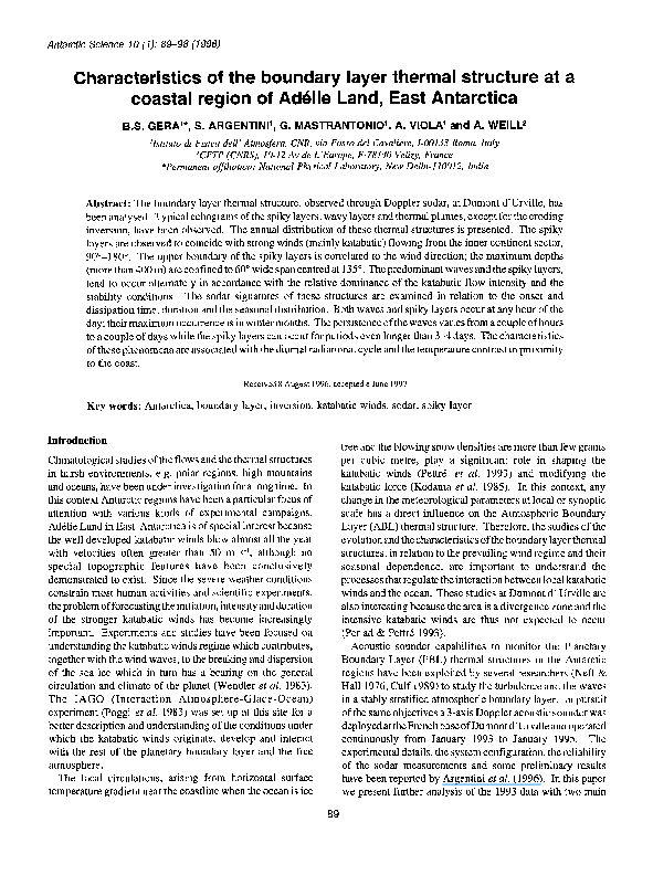 (PDF) Characteristics of the boundary layer thermal structure at a ...