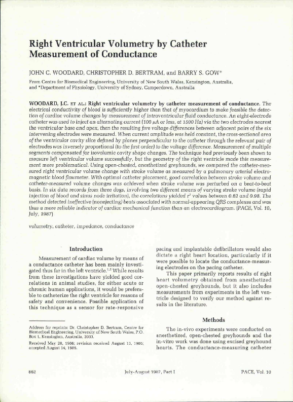 (PDF) Right ventricular volumetry by catheter measurement of conductance