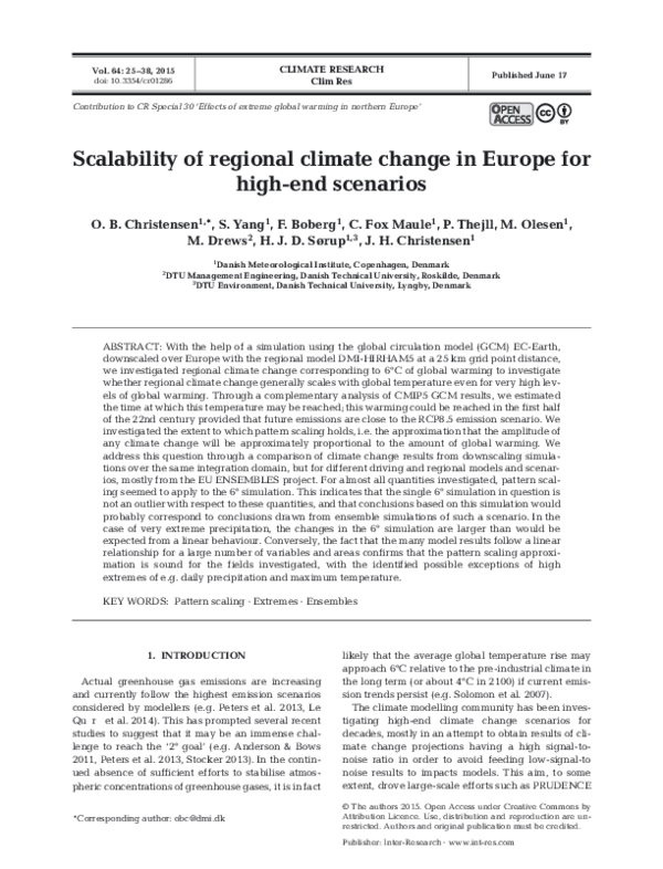 (PDF) Scalability of regional climate change in Europe for high-end ...