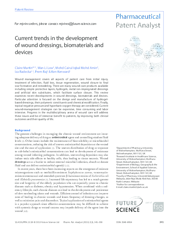 (PDF) Current trends in the development of wound dressings ...