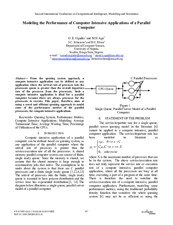 (PDF) Modeling the Performance of Computer Intensive Applications of a ...