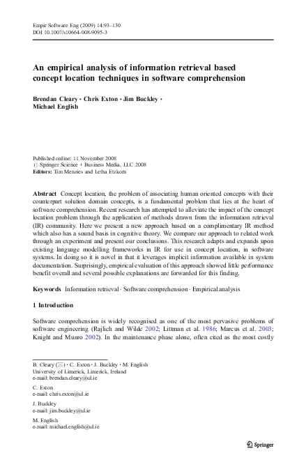 (PDF) An empirical analysis of information retrieval based concept ...