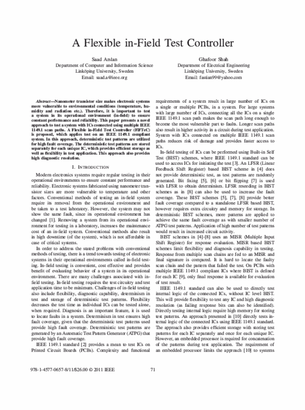 (PDF) A Flexible inField Test Controller