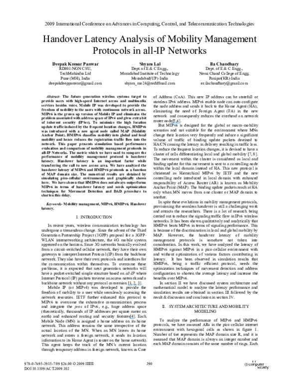 (PDF) Handover Latency Analysis of Mobility Management Protocols in All ...