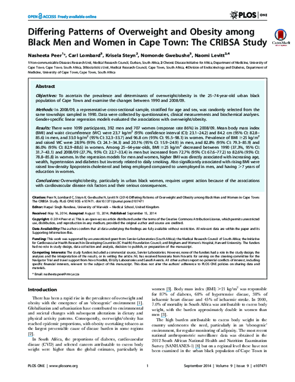 (PDF) Differing Patterns of Overweight and Obesity among Black Men and ...
