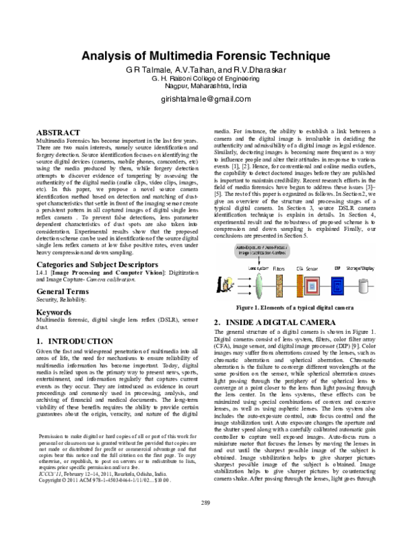 (PDF) Analysis of Multimedia Forensic Technique