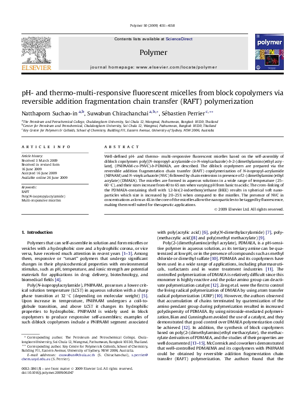 (PDF) pH- and thermo-multi-responsive fluorescent micelles from block ...