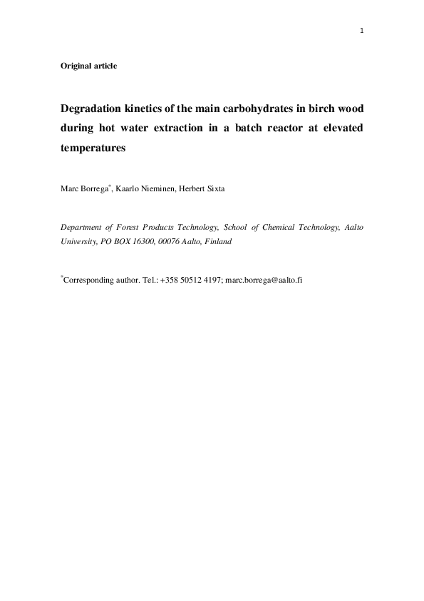 (PDF) Degradation kinetics of the main carbohydrates in birch wood ...