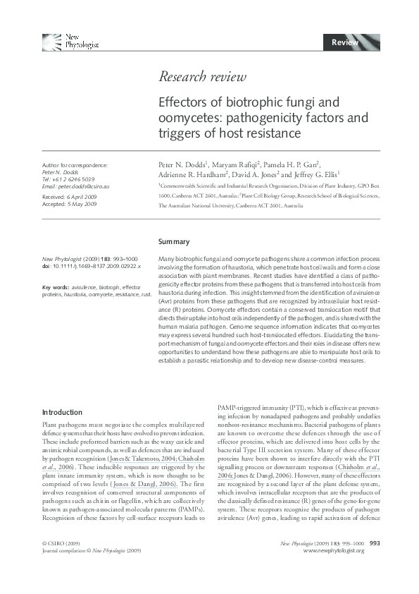(PDF) Effectors of biotrophic fungi and oomycetes: pathogenicity ...