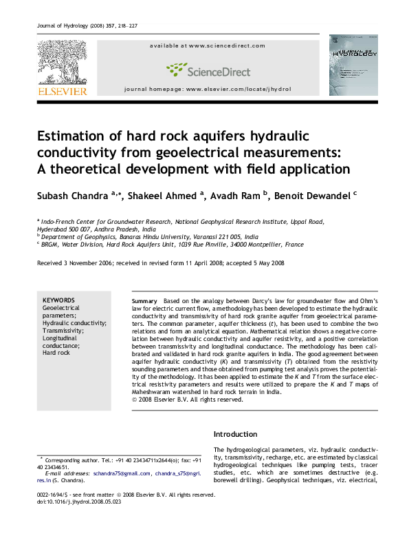 (PDF) Estimation of hard rock aquifers hydraulic conductivity from ...