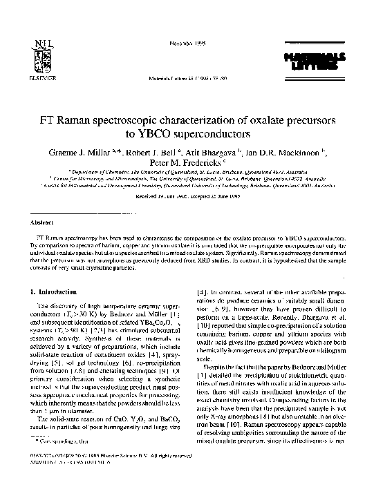 (PDF) FT Raman spectroscopic characterization of oxalate precursors to ...