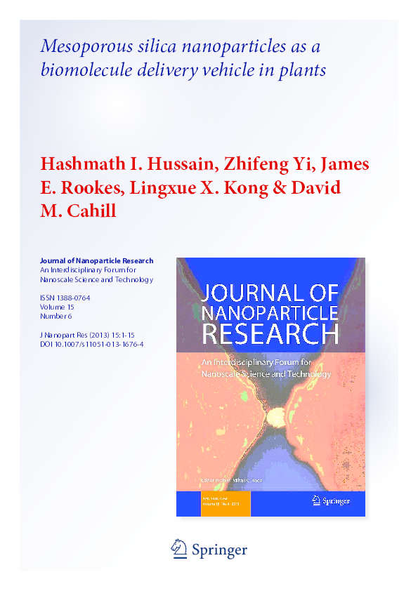 (PDF) Mesoporous silica nanoparticles as a biomolecule delivery vehicle ...