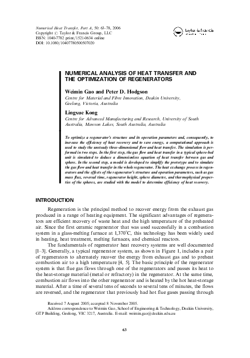 (PDF) Numerical Analysis of Heat Transfer and the Optimization of ...