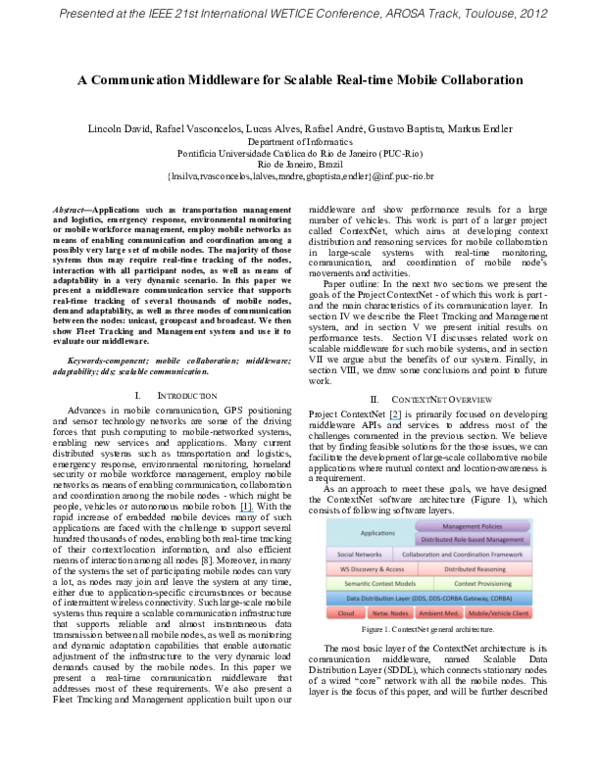 (PDF) A Communication Middleware for Scalable Real-Time Mobile ...