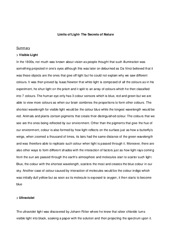 Doc Limits Of Light The Secrets Of Nature Juliana Callangan Academia Edu