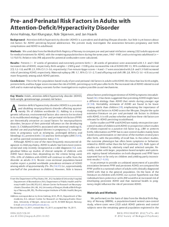 (PDF) Pre- and Perinatal Risk Factors in Adults with Attention-Deficit ...
