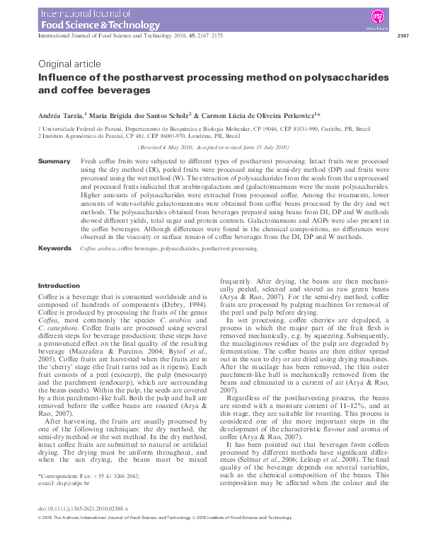 (PDF) Influence of the postharvest processing method on polysaccharides ...