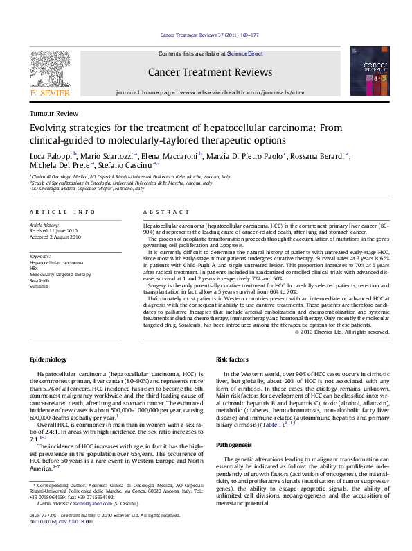 (PDF) Evolving strategies for the treatment of hepatocellular carcinoma ...