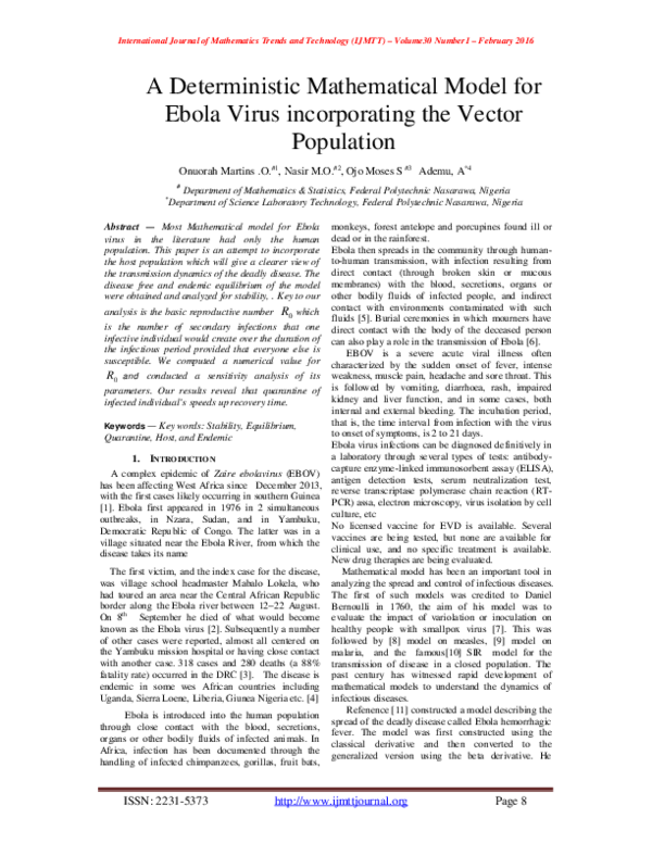(PDF) A Deterministic Mathematical Model for Ebola Virus incorporating ...