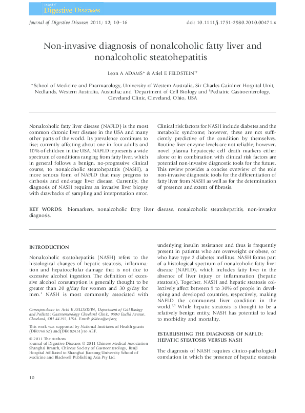 (PDF) Non-invasive diagnosis of nonalcoholic fatty liver and ...