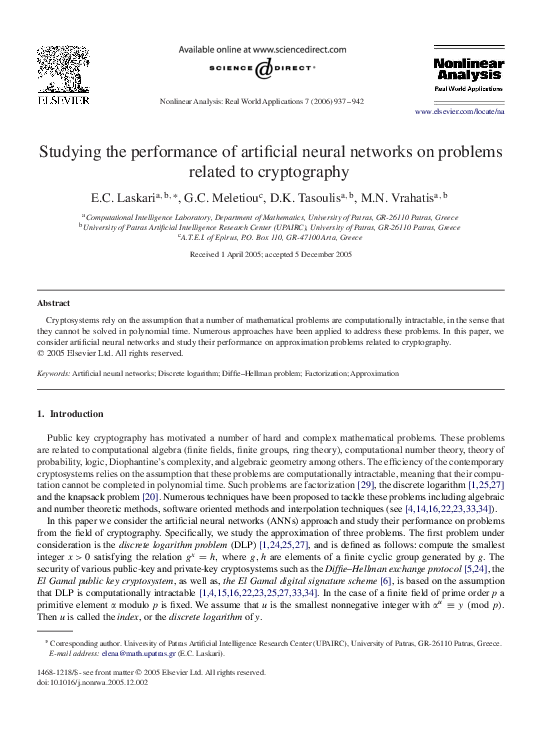 (PDF) Studying the performance of artificial neural networks on ...