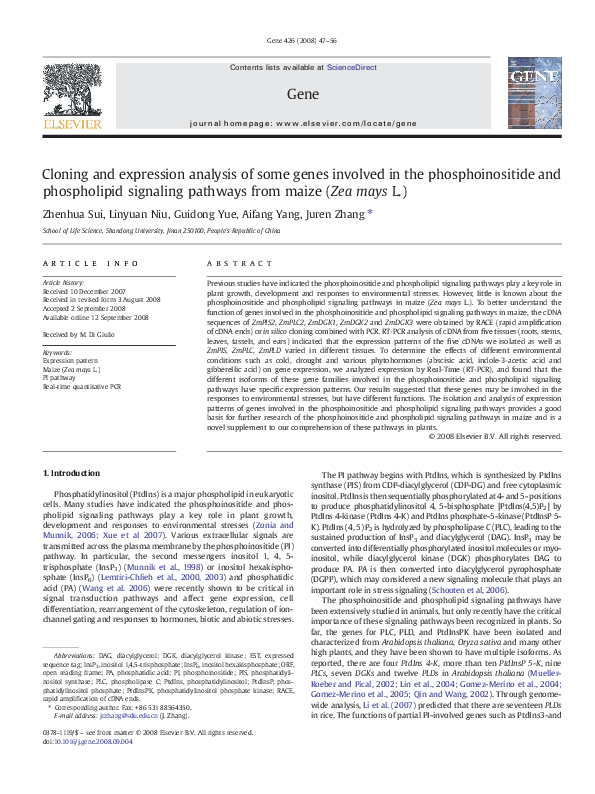 (PDF) Cloning and expression analysis of some genes involved in the ...