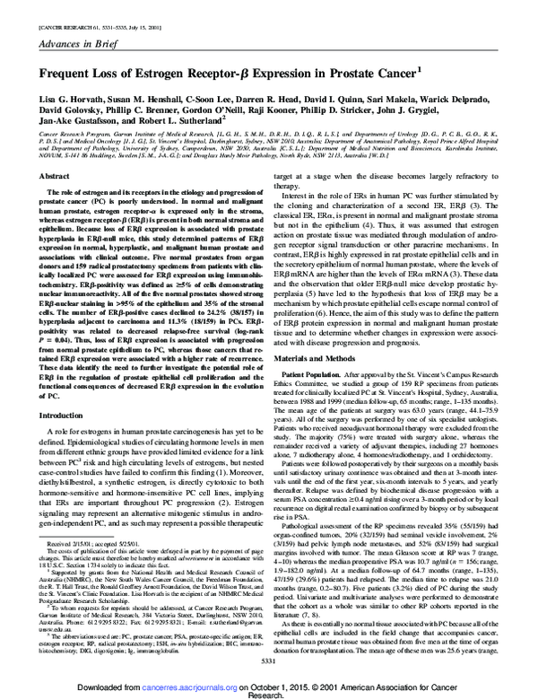 (PDF) Frequent Loss of Estrogen Receptor-b Expression in Prostate Cancer1