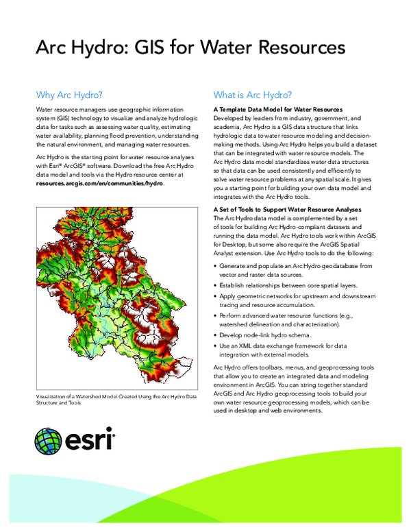 (PDF) Arc Hydro: GIS for Water Resources Why Arc Hydro