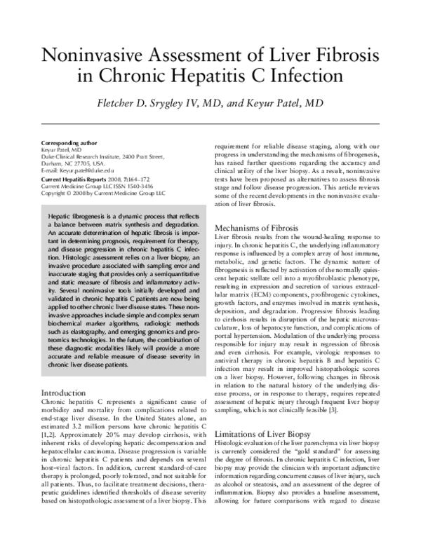 (PDF) Noninvasive assessment of liver fibrosis in chronic hepatitis C ...